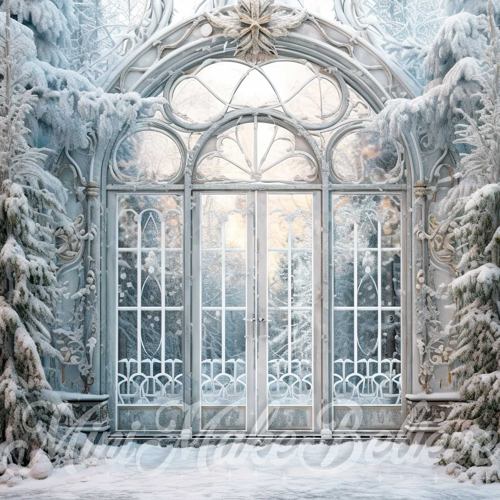 Kate Christmas Forest Estate Gate Winter Backdrop Designed by Mini MakeBelieve - Image 2