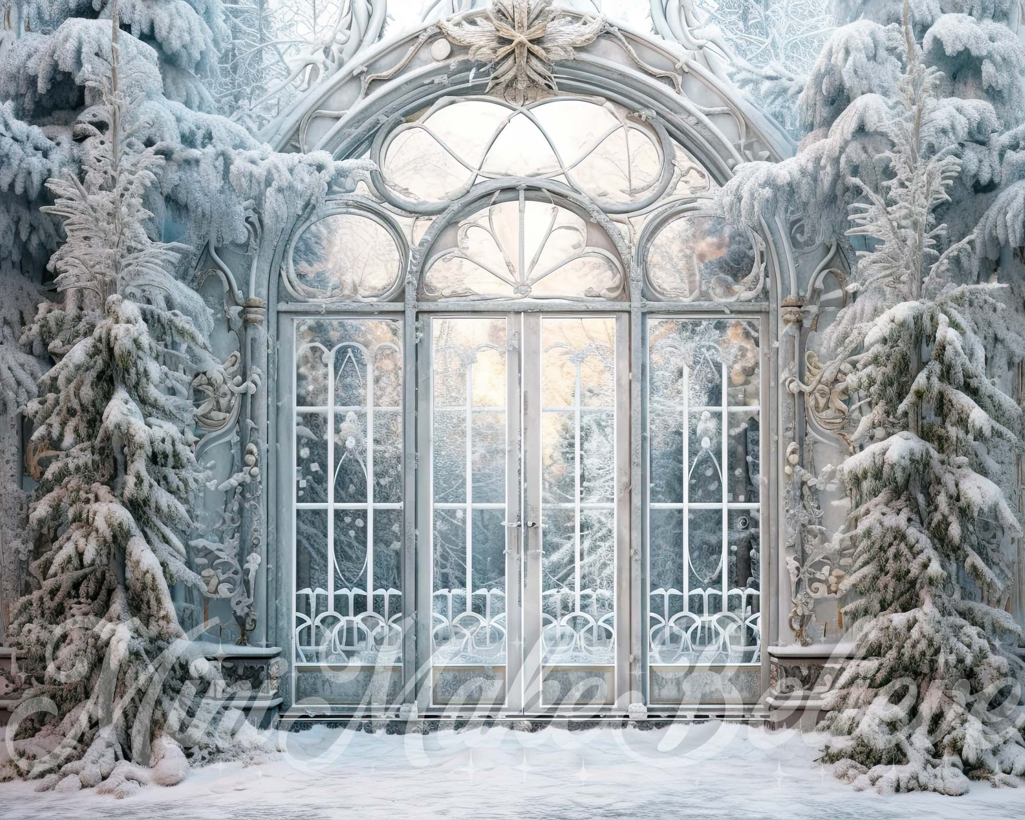 Kate Christmas Forest Estate Gate Winter Backdrop Designed by Mini MakeBelieve - Image 3