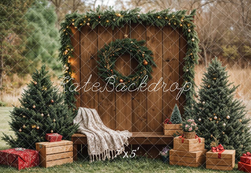 Kate Christmas Forest Rustic Wooden Barn Backdrop Designed by Emetselch - Image 2