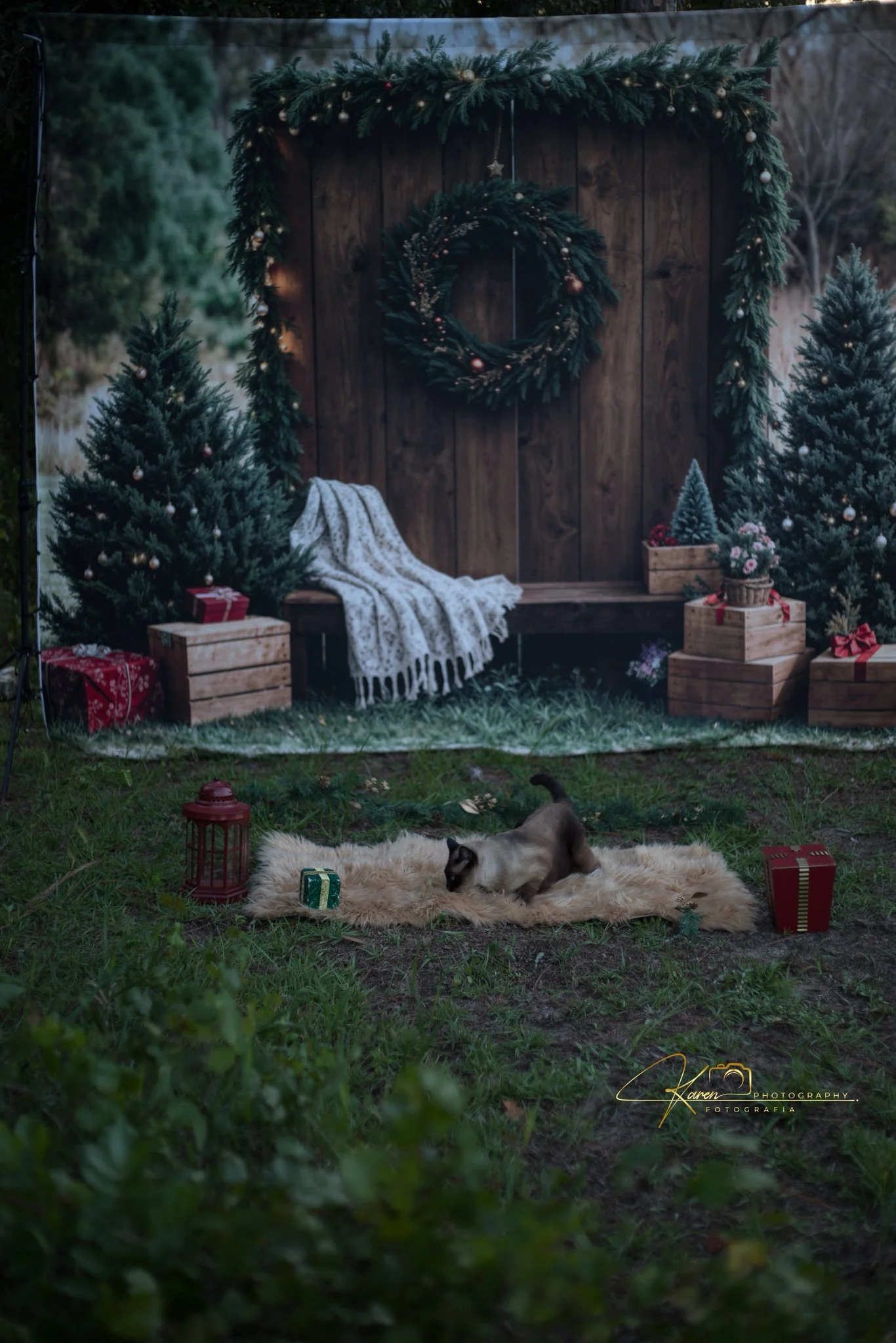 Kate Christmas Forest Rustic Wooden Barn Backdrop Designed by Emetselch - Image 5