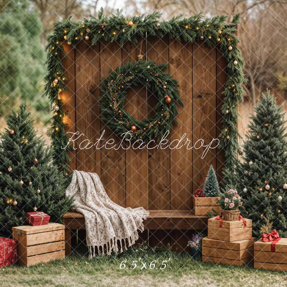 Kate Christmas Forest Rustic Wooden Barn Backdrop Designed by Emetselch - Image 6
