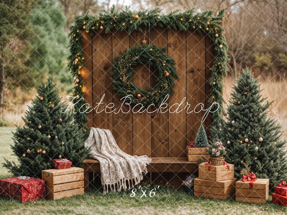 Kate Christmas Forest Rustic Wooden Barn Backdrop Designed by Emetselch - Image 7