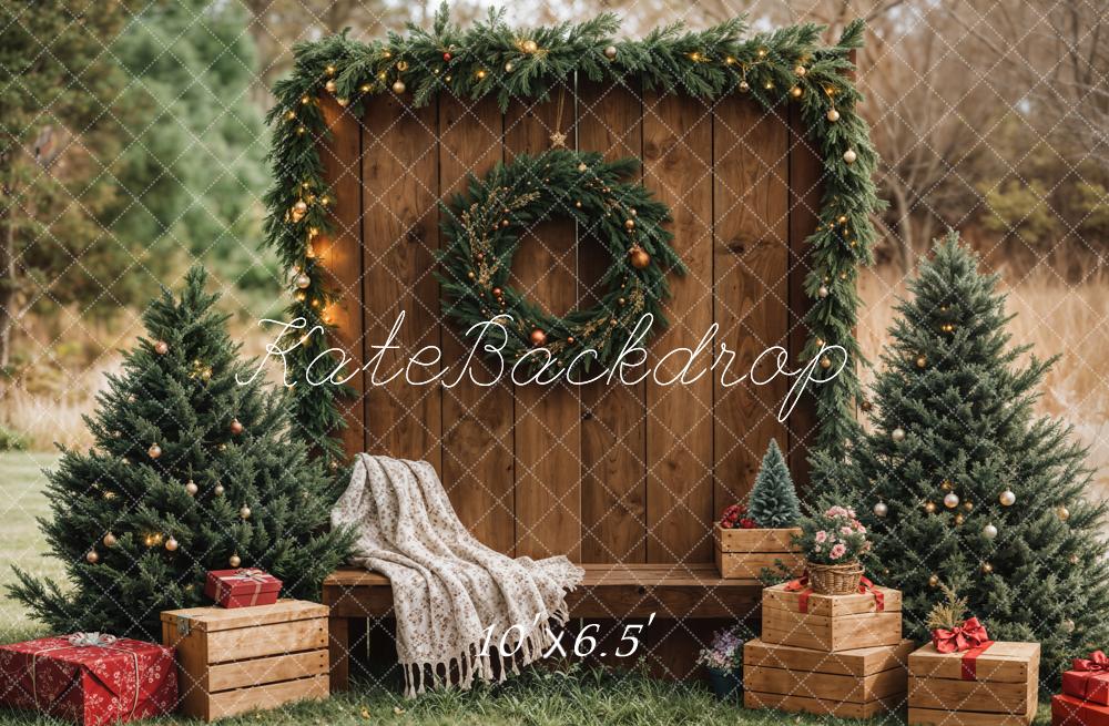 Kate Christmas Forest Rustic Wooden Barn Backdrop Designed by Emetselch - Image 8