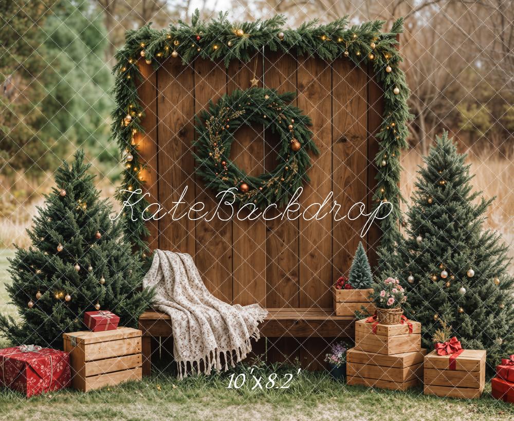 Kate Christmas Forest Rustic Wooden Barn Backdrop Designed by Emetselch - Image 9