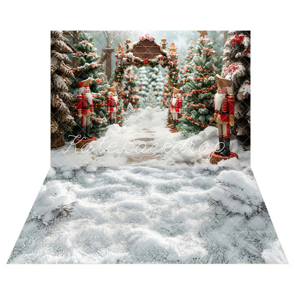 Kate Christmas Forest Snow Nutcracker Backdrop+Winter Snowland Floor Backdrop - Image 2