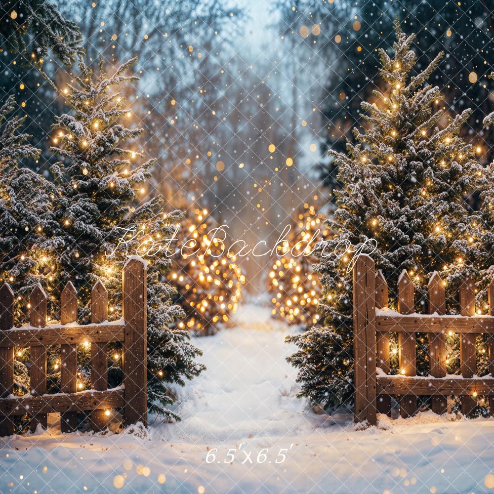 Kate Christmas Forest Snowy Lights Backdrop Designed by Emetselch - Image 2