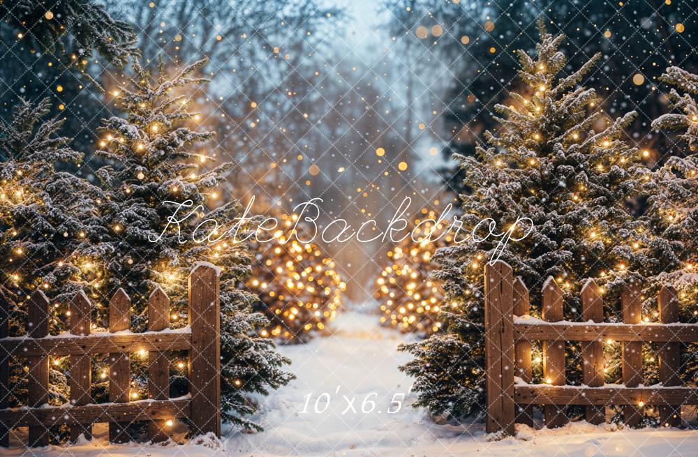 Kate Christmas Forest Snowy Lights Backdrop Designed by Emetselch - Image 4
