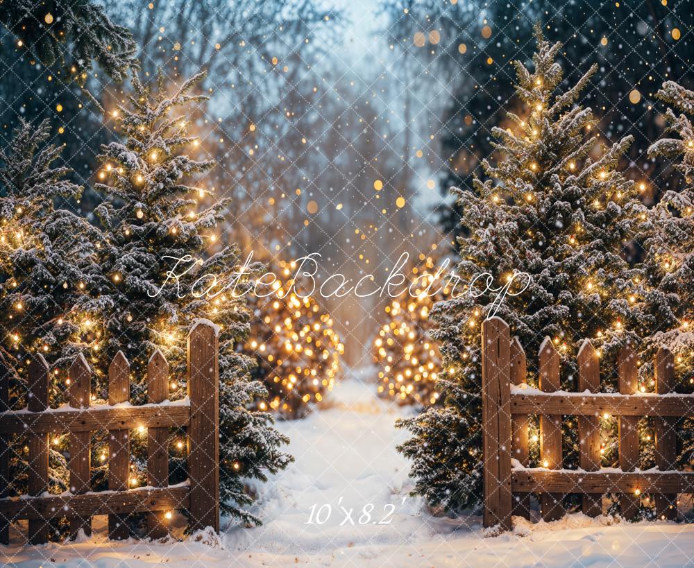 Kate Christmas Forest Snowy Lights Backdrop Designed by Emetselch - Image 5