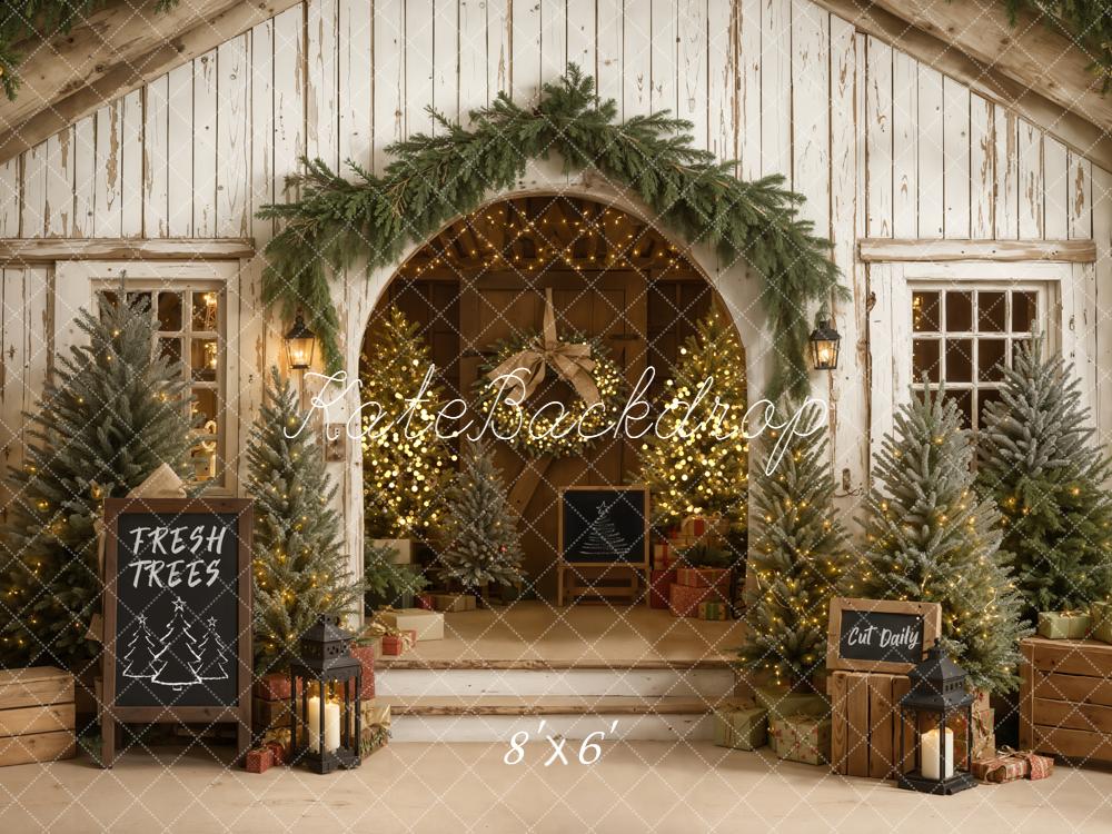 Kate Christmas Fresh Trees Rustic Archway Backdrop Designed by Emetselch - Image 3