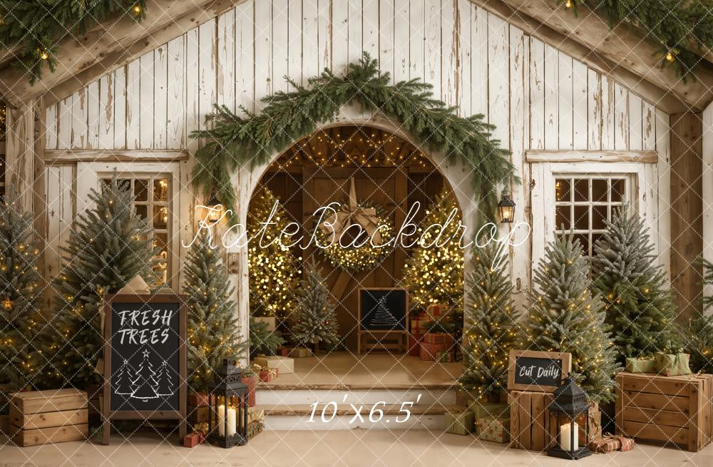 Kate Christmas Fresh Trees Rustic Archway Backdrop Designed by Emetselch - Image 4