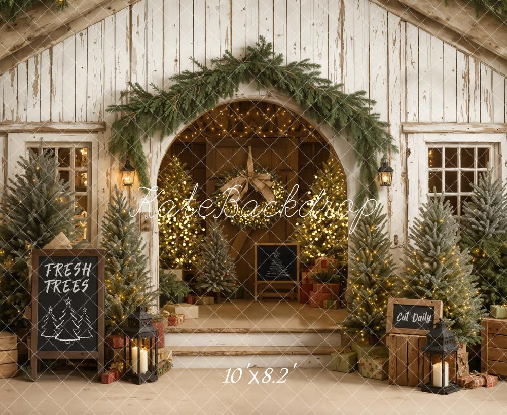 Kate Christmas Fresh Trees Rustic Archway Backdrop Designed by Emetselch - Image 6