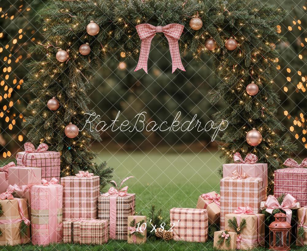 Kate Christmas Garland Arch Pink Presents Backdrop Designed by Emetselch - Image 6