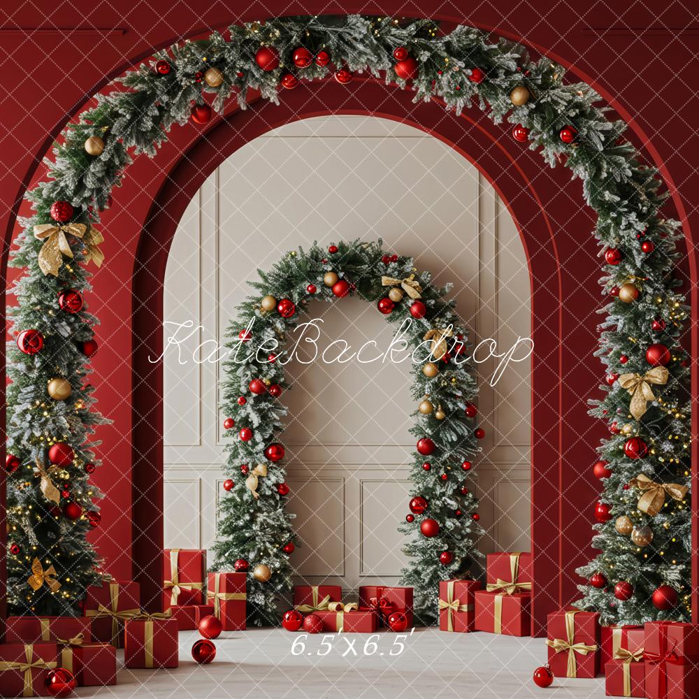 Kate Christmas Garland Arches Red Gift Boxes Backdrop Designed by Patty Robert - Image 2