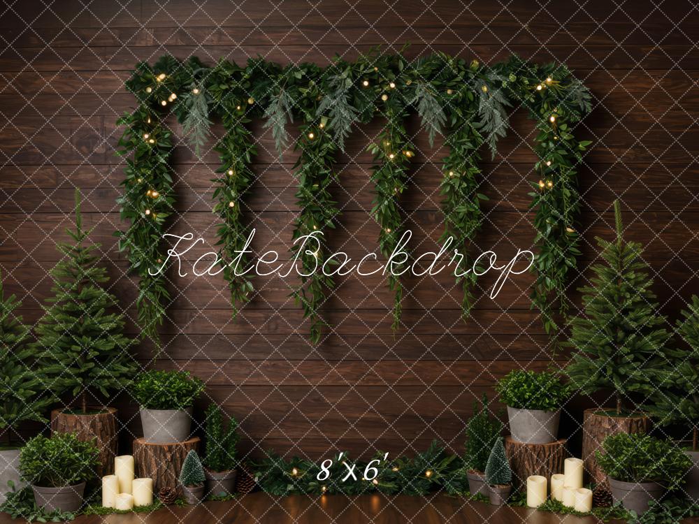 Kate Christmas Garland Candles Wood Texture Backdrop Designed by Patty Robert - Image 3