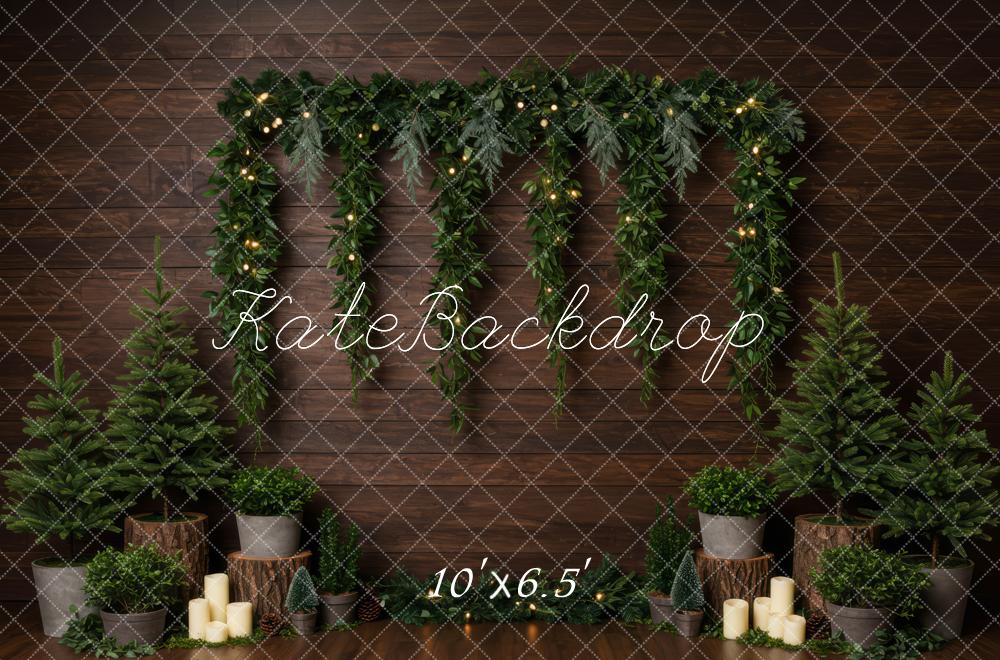 Kate Christmas Garland Candles Wood Texture Backdrop Designed by Patty Robert - Image 4