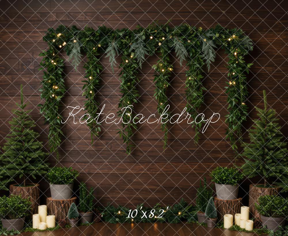 Kate Christmas Garland Candles Wood Texture Backdrop Designed by Patty Robert - Image 6