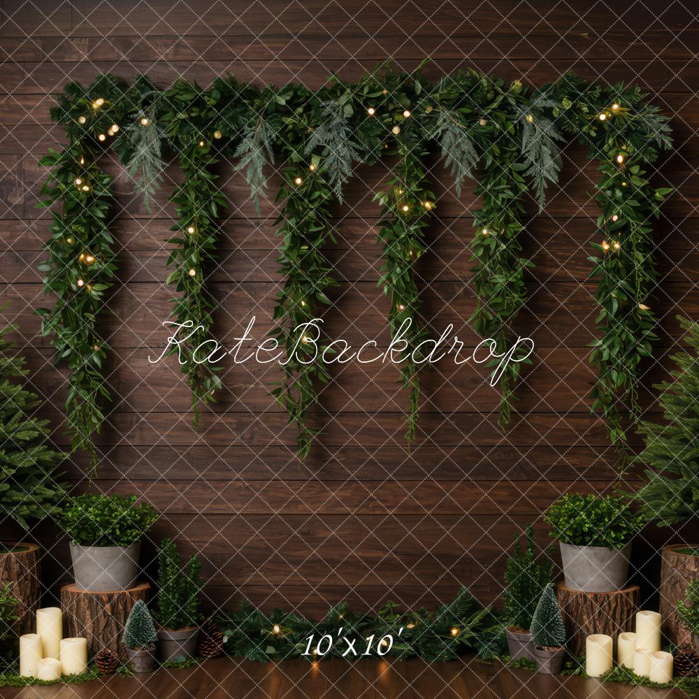 Kate Christmas Garland Candles Wood Texture Backdrop Designed by Patty Robert - Image 7