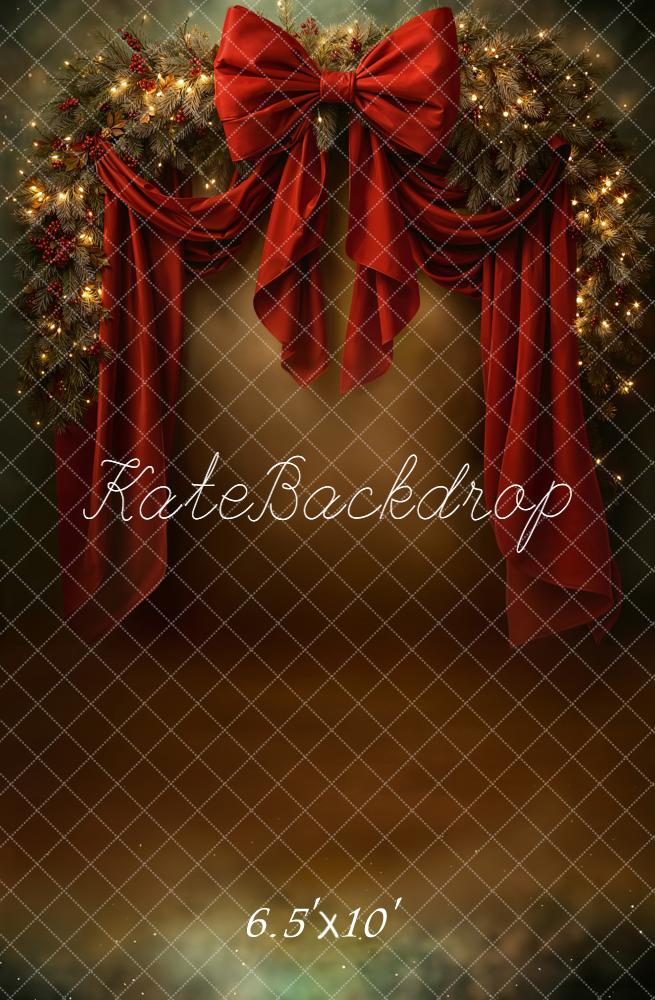 Kate Christmas Garland Red Bow Drapes Backdrop Designed by Chain Photography - Image 3