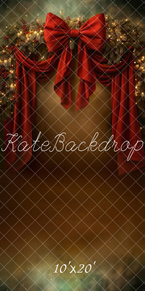 Kate Christmas Garland Red Bow Drapes Backdrop Designed by Chain Photography - Image 5