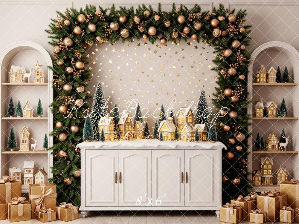 Kate Christmas Garland Gift Boxes Backdrop Designed by Patty Robert - Image 3