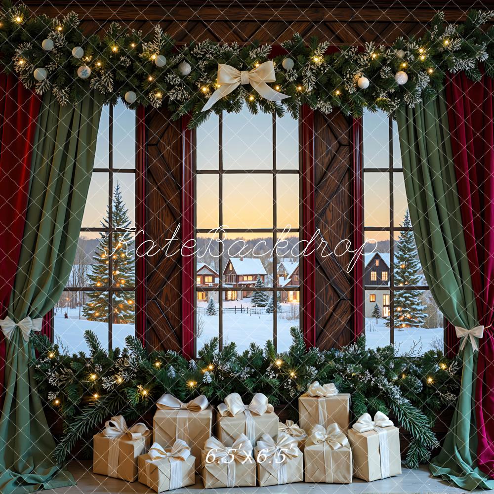 Kate Christmas Garland Window Presents Curtains Backdrop Designed by Mini MakeBelieve - Image 2
