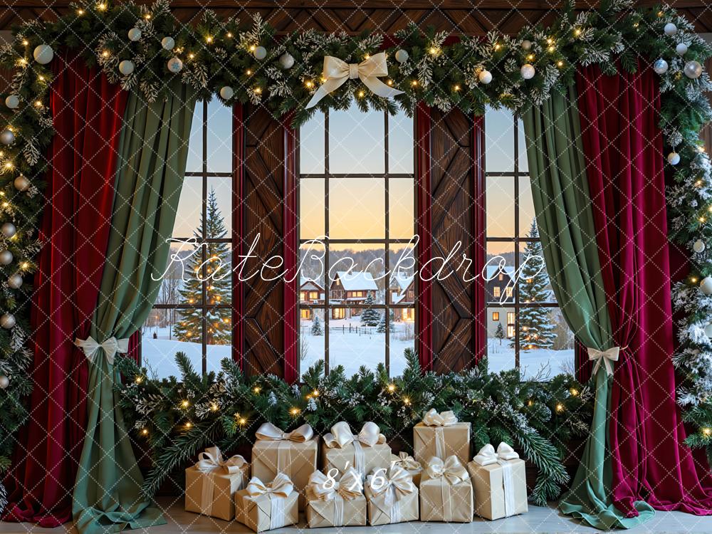 Kate Christmas Garland Window Presents Curtains Backdrop Designed by Mini MakeBelieve - Image 3