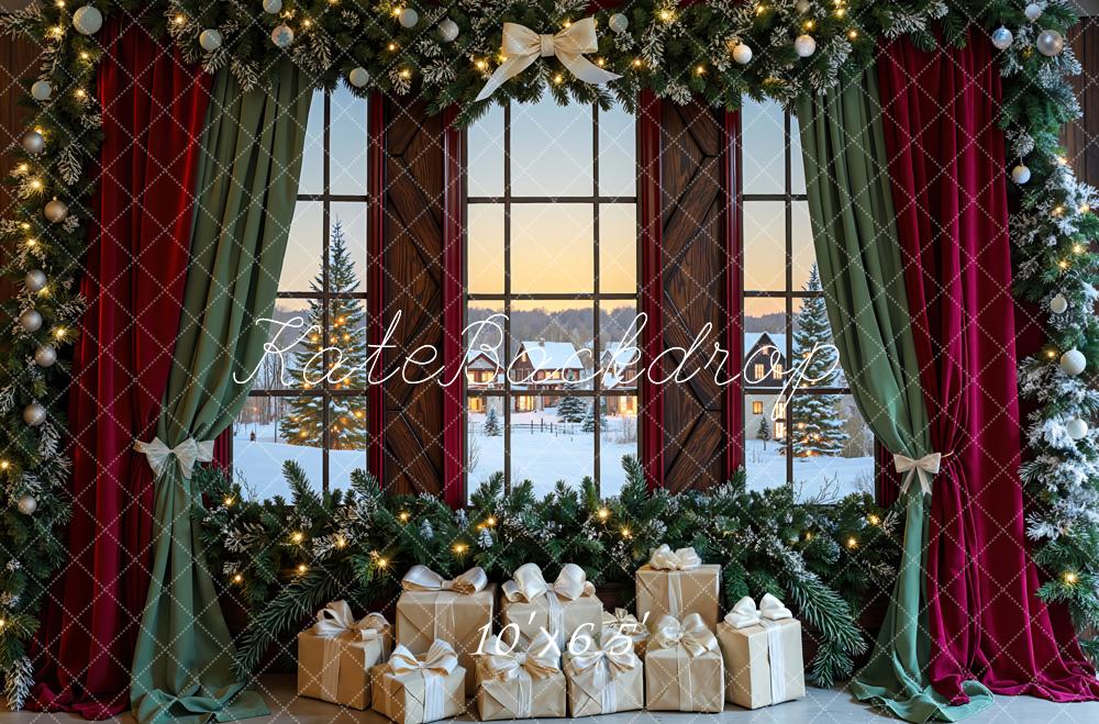 Kate Christmas Garland Window Presents Curtains Backdrop Designed by Mini MakeBelieve - Image 4