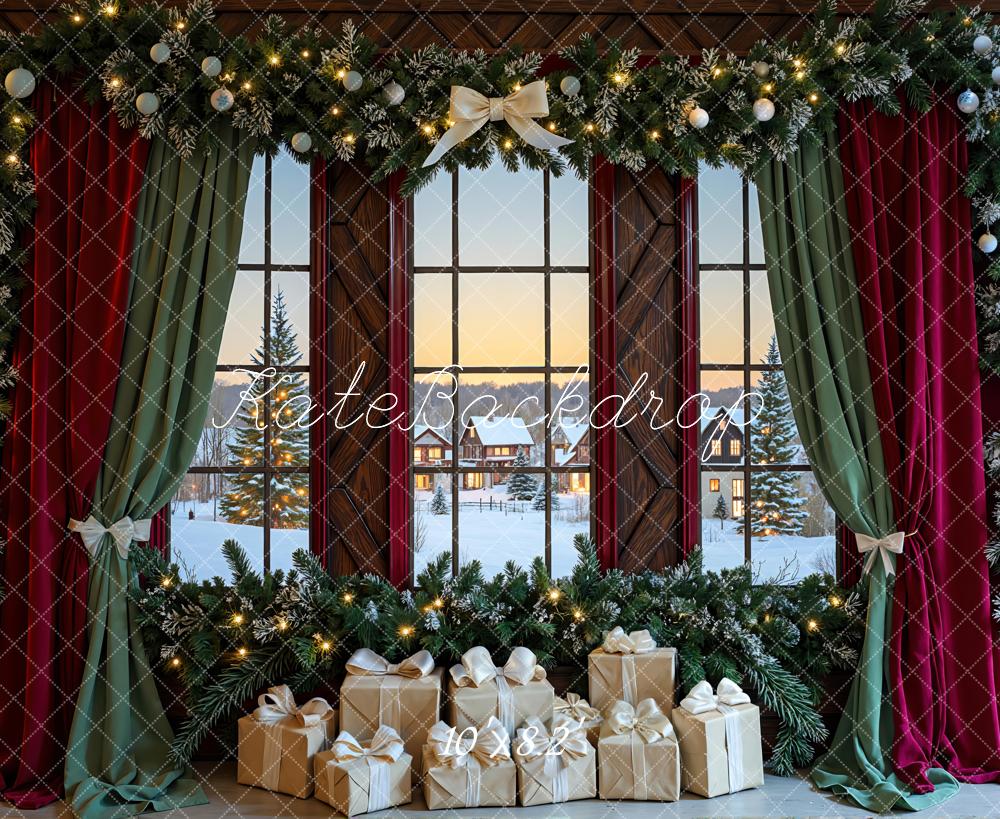Kate Christmas Garland Window Presents Curtains Backdrop Designed by Mini MakeBelieve - Image 6