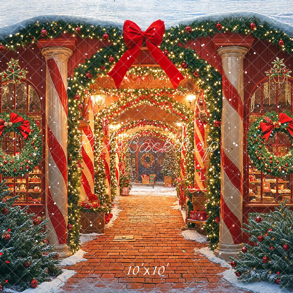 Kate Christmas Garland Wreath Red Bow Archway Backdrop Designed by Emetselch - Image 7