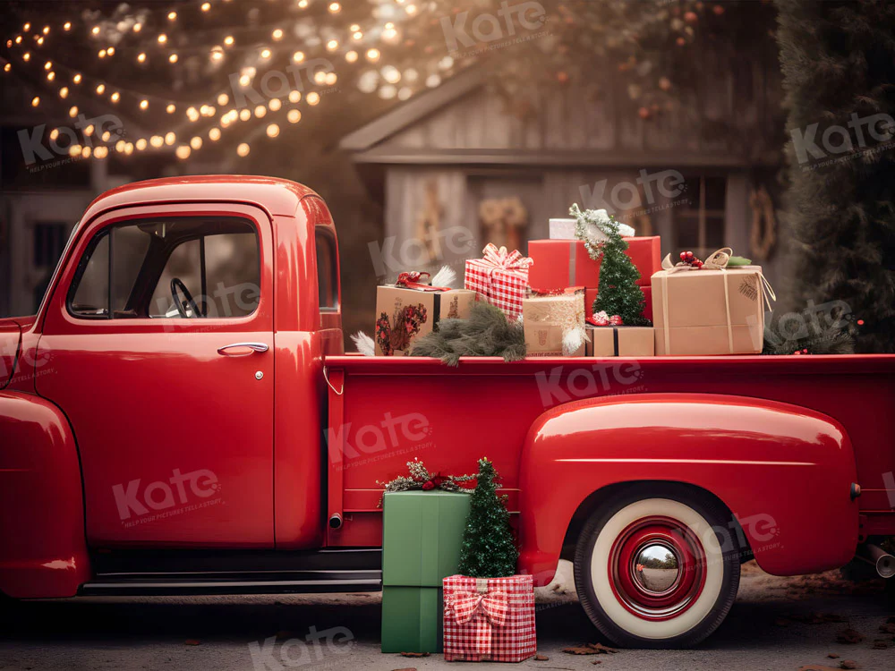 Kate Christmas Gift in Red Car Backdrop for Photography - Image 11