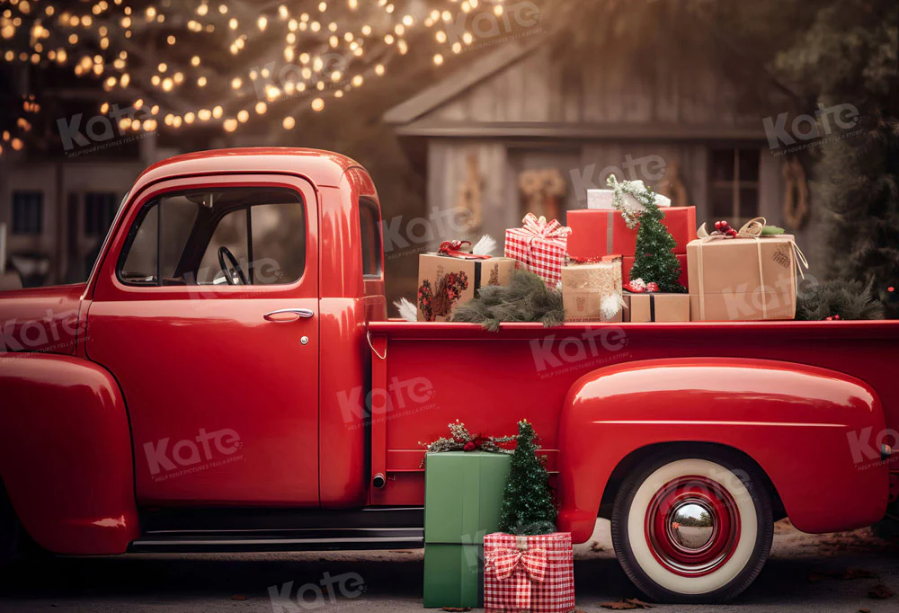 Kate Christmas Gift in Red Car Backdrop for Photography - Image 2