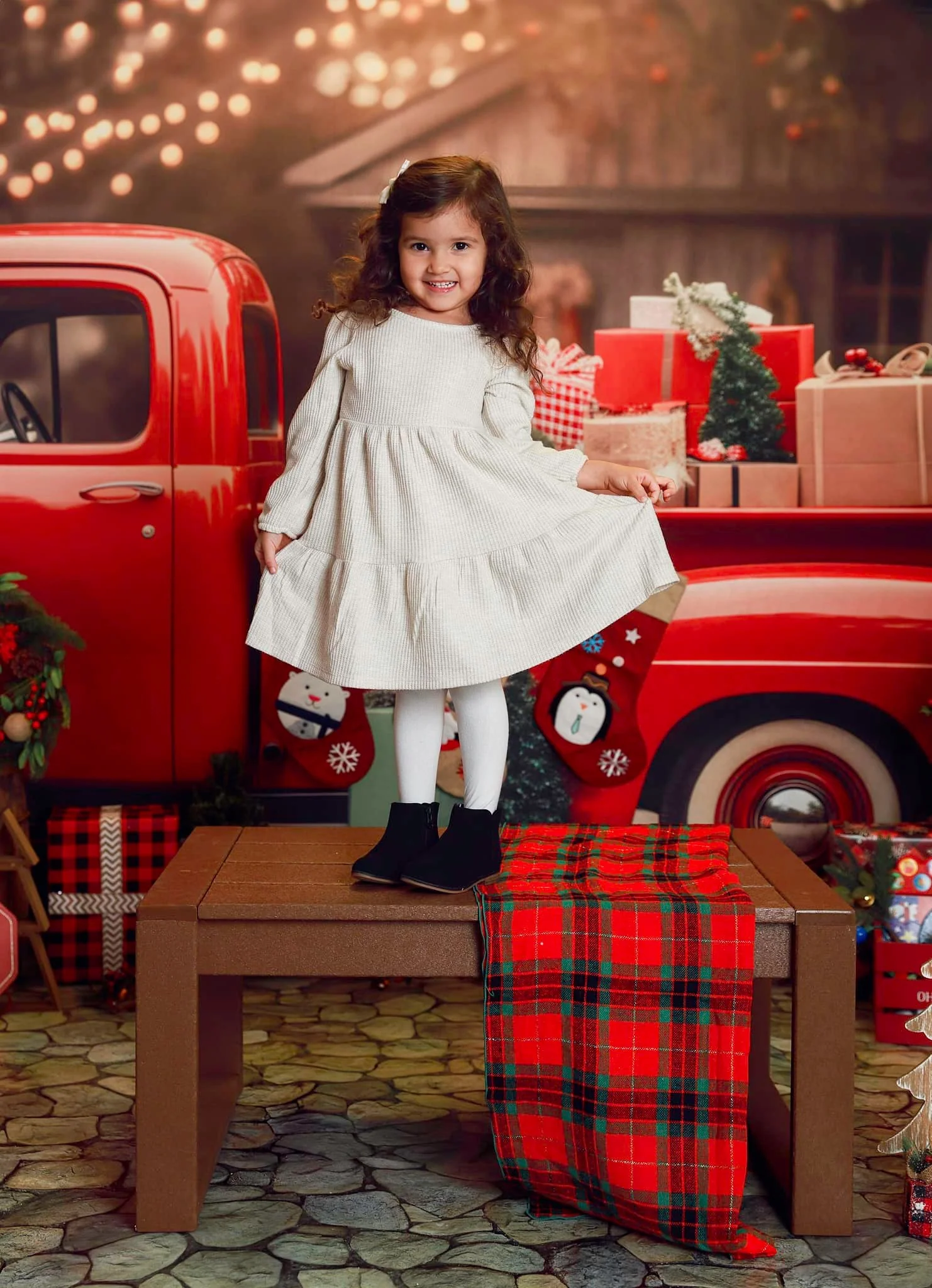Kate Christmas Gift in Red Car Backdrop for Photography - Image 9