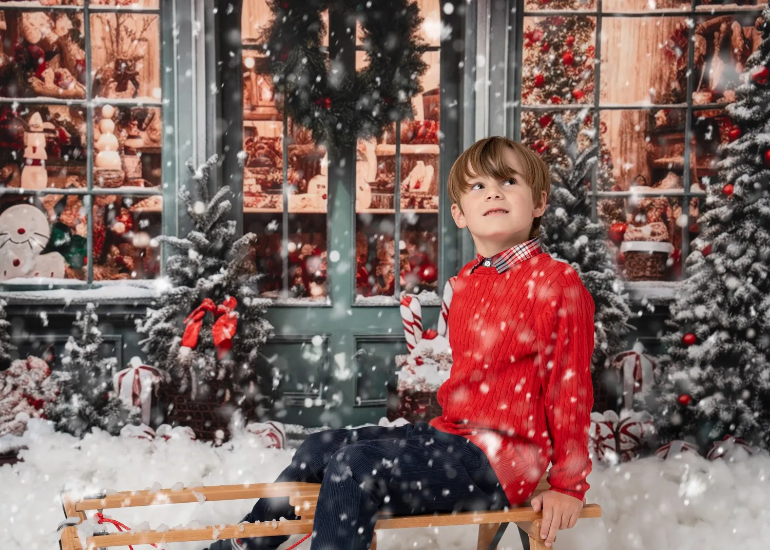 Kate Christmas Gift Store in Snow Fleece Backdrop for Photography - Image 4