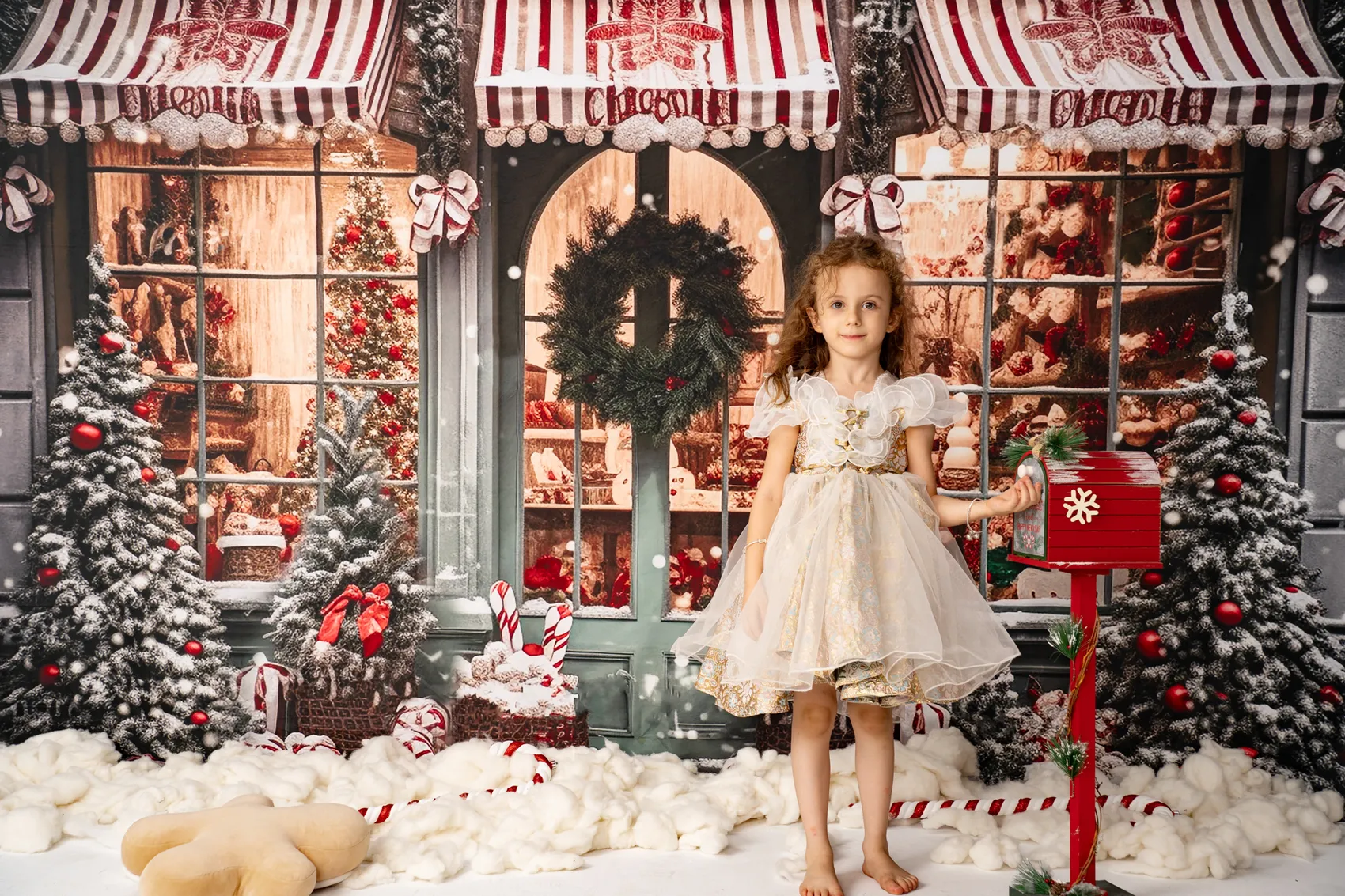 Kate Christmas Gift Store in Snow Fleece Backdrop for Photography - Image 5