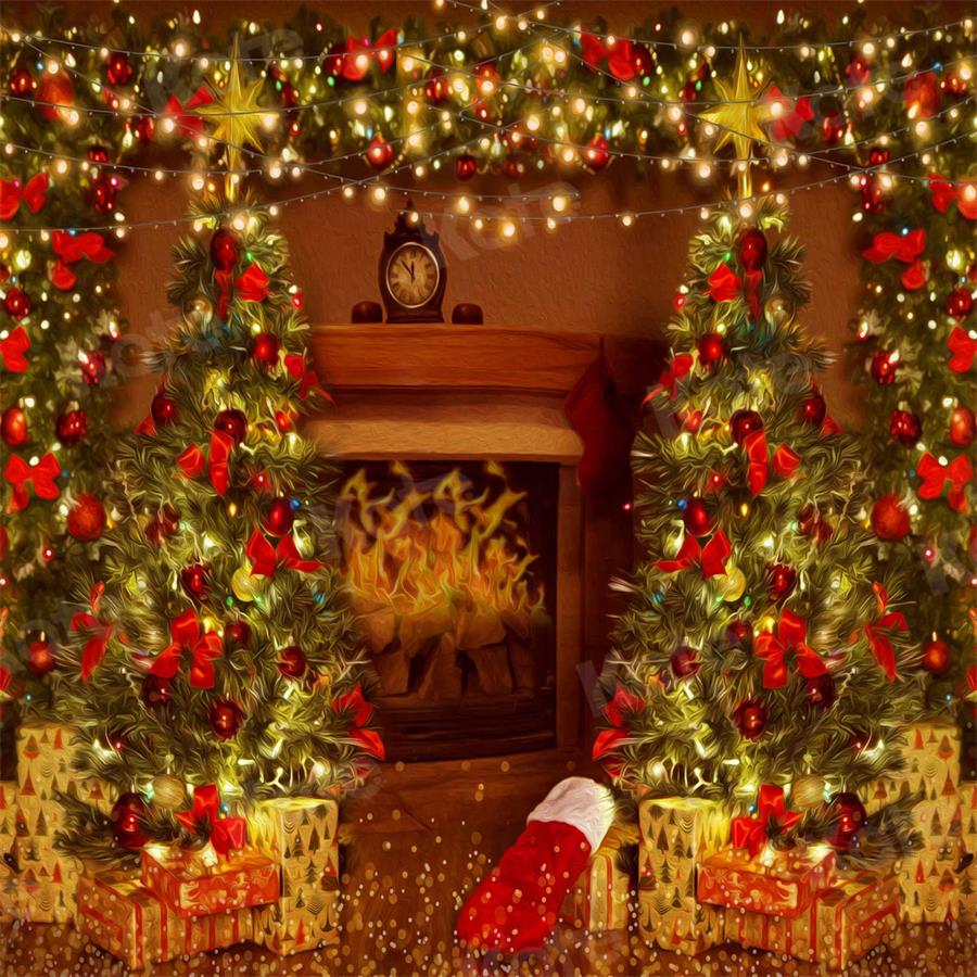 Kate Christmas Gifts Fireplace Backdrop for Photography - Image 2