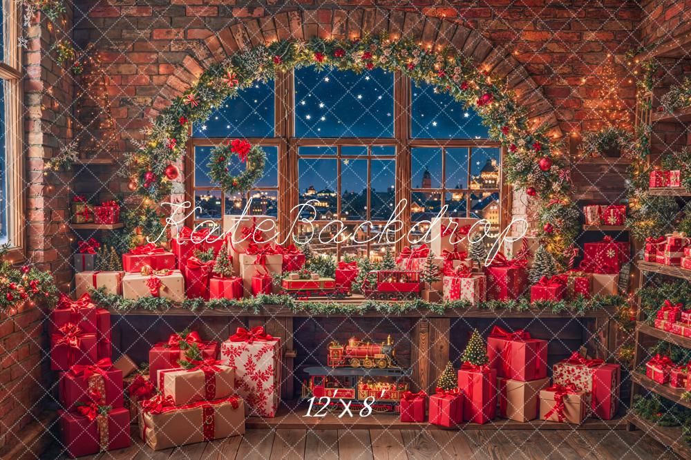 Kate Christmas Gifts Garland Window Fleece Backdrop Designed by Emetselch - Image 4
