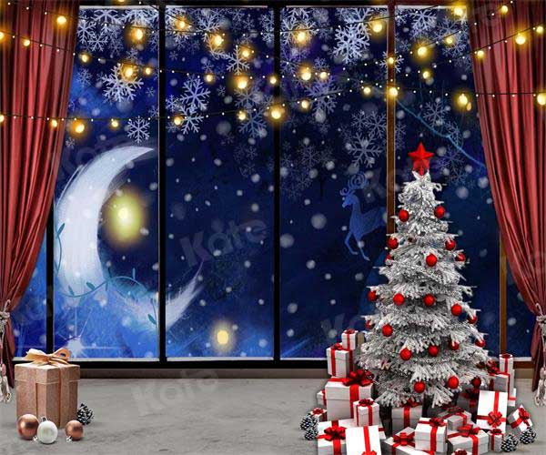 Kate Christmas Gifts Moon Window Snowy Backdrop for Photography - Image 3