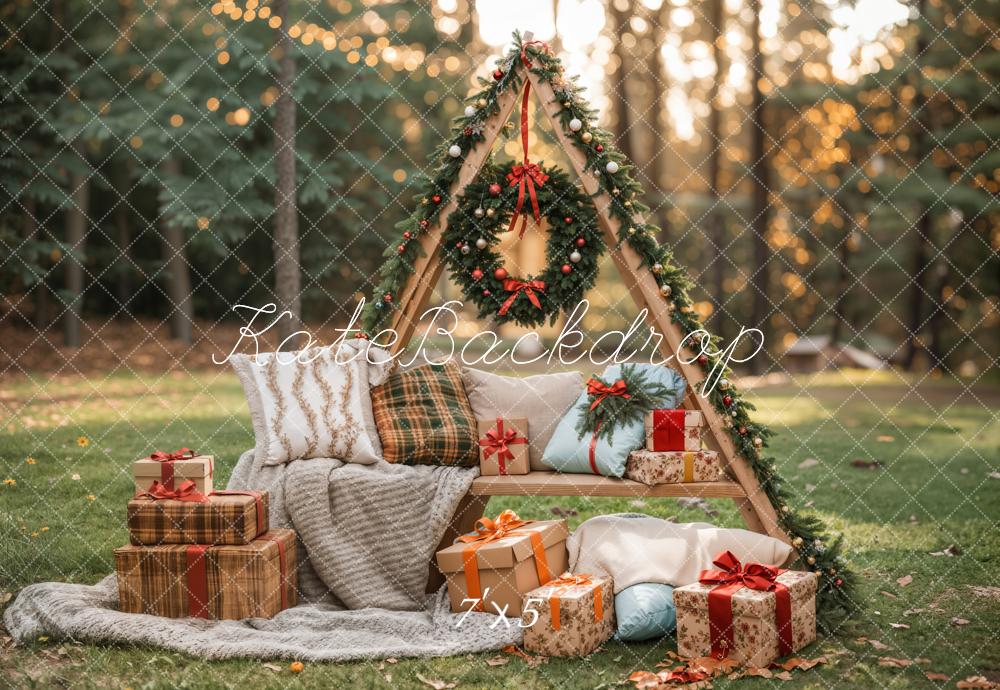 Kate Christmas Gifts Pillow Outdoor Backdrop Designed by Emetselch