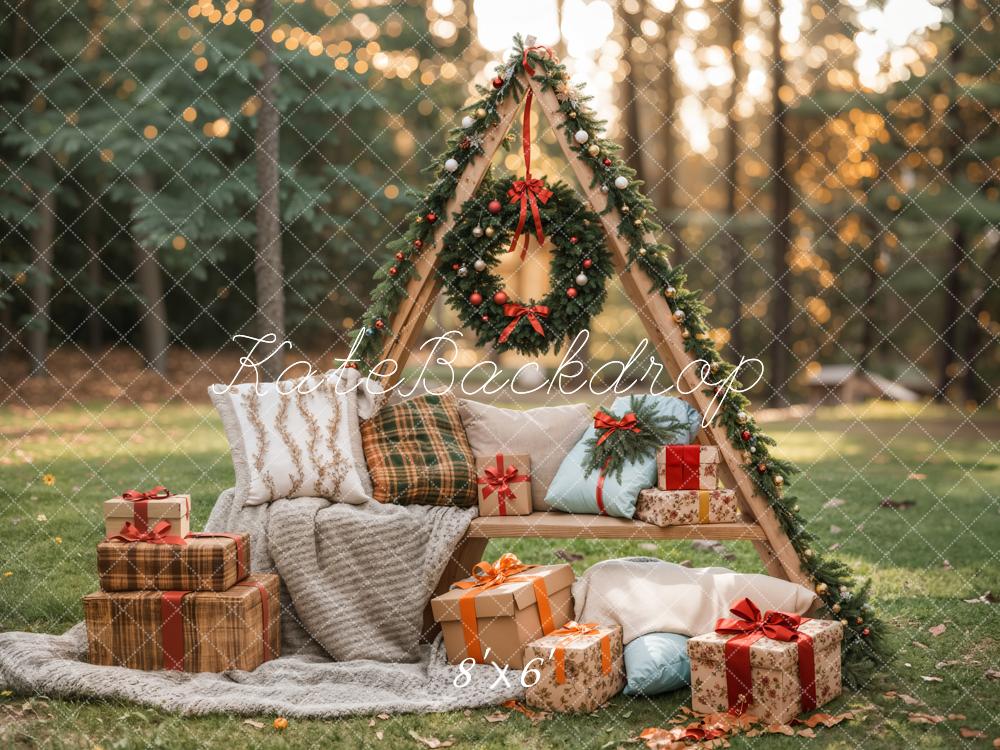 Kate Christmas Gifts Pillow Outdoor Backdrop Designed by Emetselch - Image 3