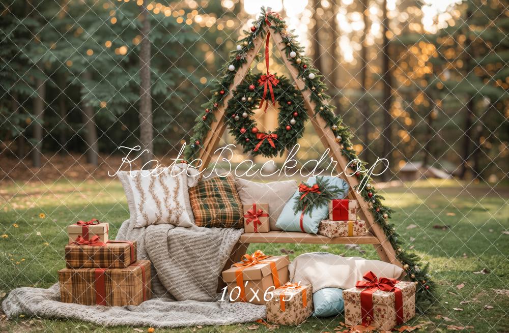 Kate Christmas Gifts Pillow Outdoor Backdrop Designed by Emetselch - Image 4