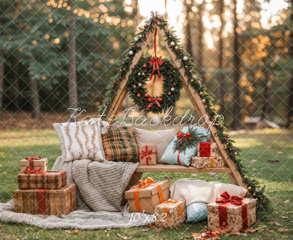 Kate Christmas Gifts Pillow Outdoor Backdrop Designed by Emetselch - Image 5