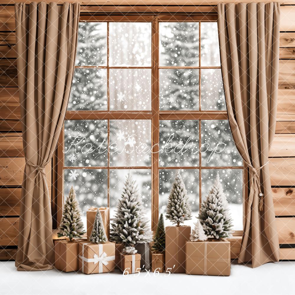 Kate Christmas Gifts Snowy Window Backdrop Designed by Emetselch - Image 2