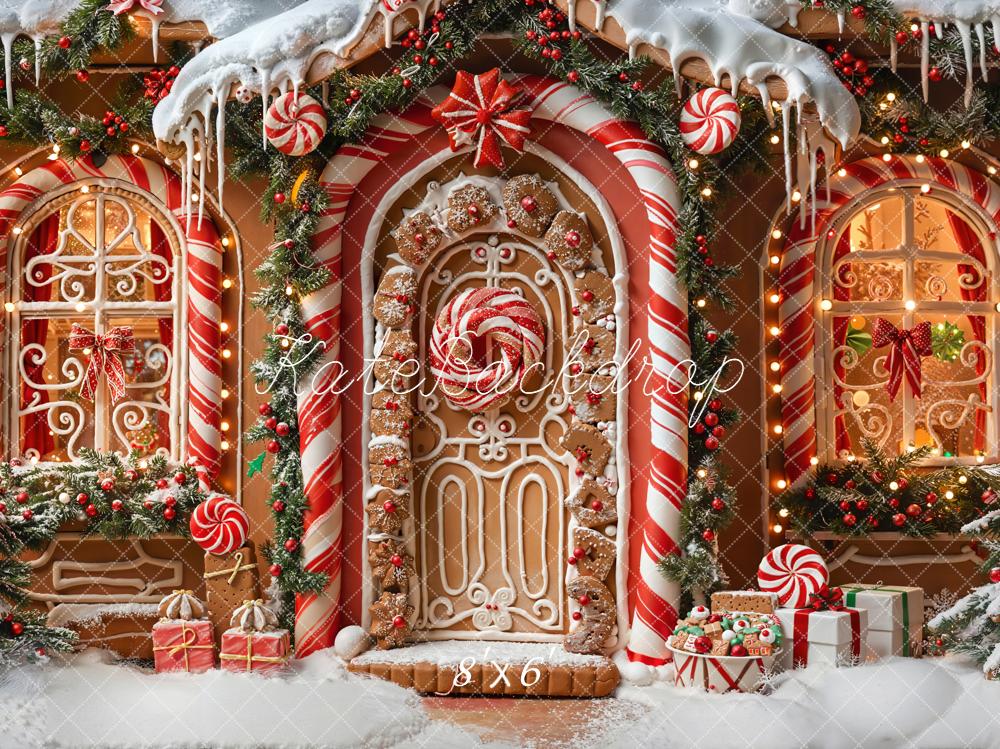 Kate Christmas Gingerbread House Candy Cane Lollipops Backdrop Designed by Emetselch - Image 3