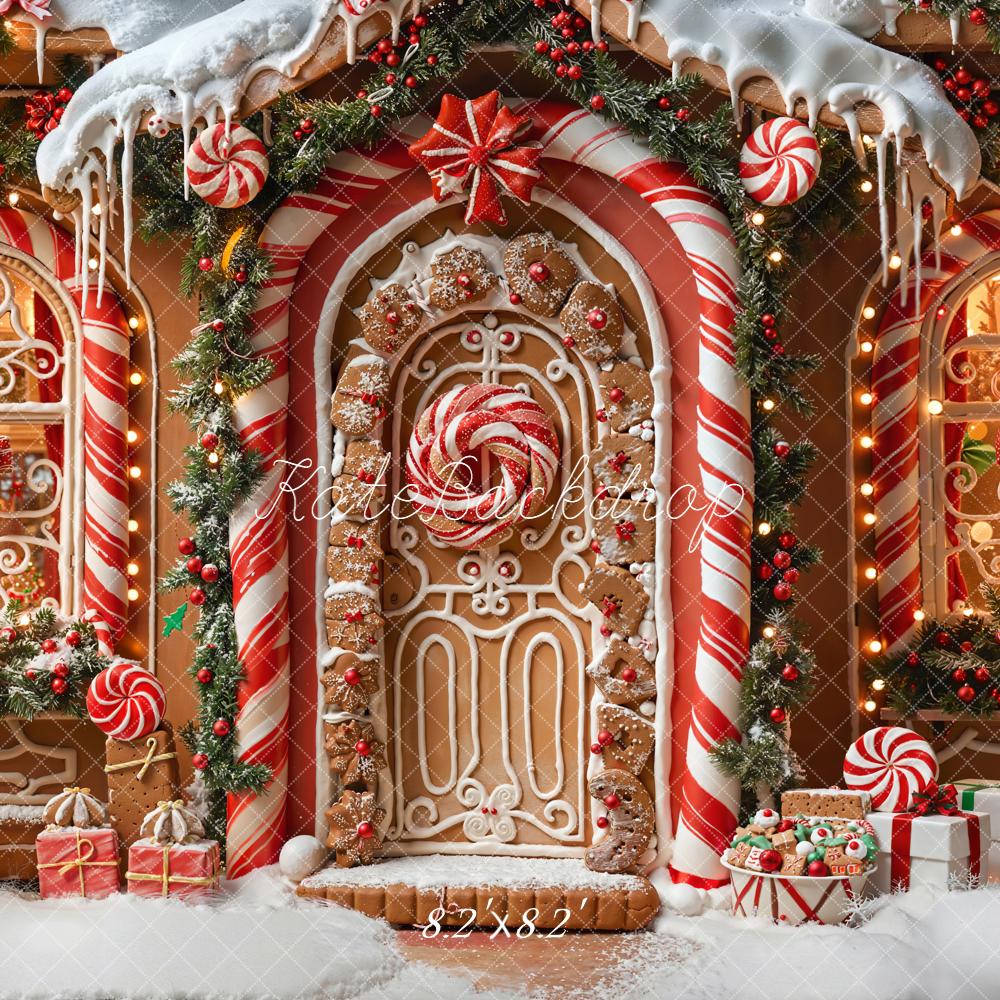 Kate Christmas Gingerbread House Candy Cane Lollipops Backdrop Designed by Emetselch - Image 5