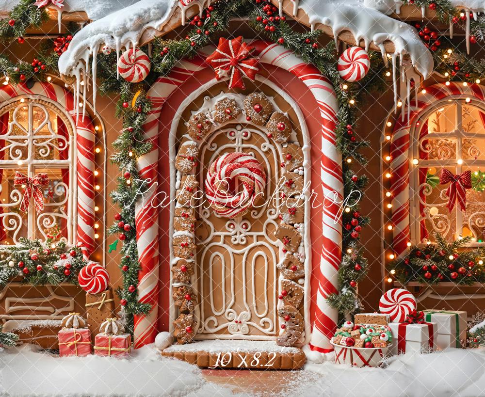 Kate Christmas Gingerbread House Candy Cane Lollipops Backdrop Designed by Emetselch - Image 6