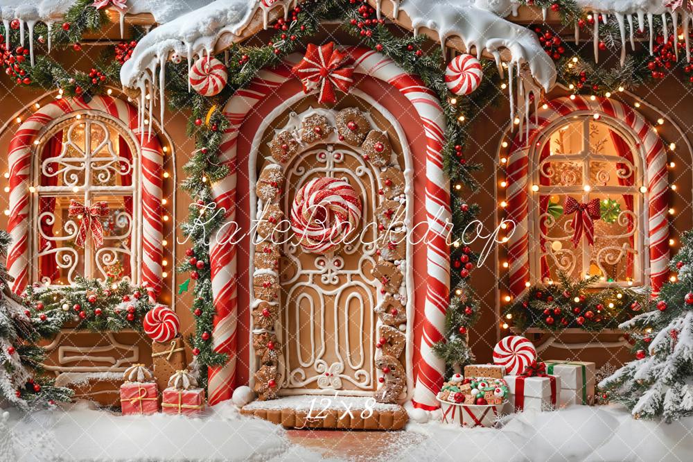 Kate Christmas Gingerbread House Candy Cane Lollipops Backdrop Designed by Emetselch - Image 8