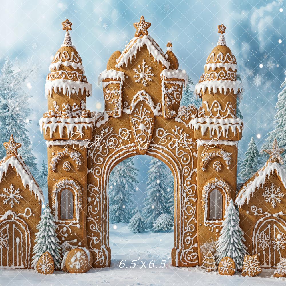 Kate Christmas Gingerbread Castle Snow Backdrop Designed by Emetselch - Image 2