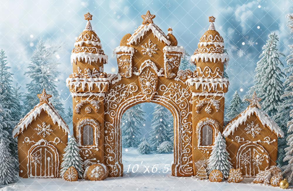 Kate Christmas Gingerbread Castle Snow Backdrop Designed by Emetselch - Image 4