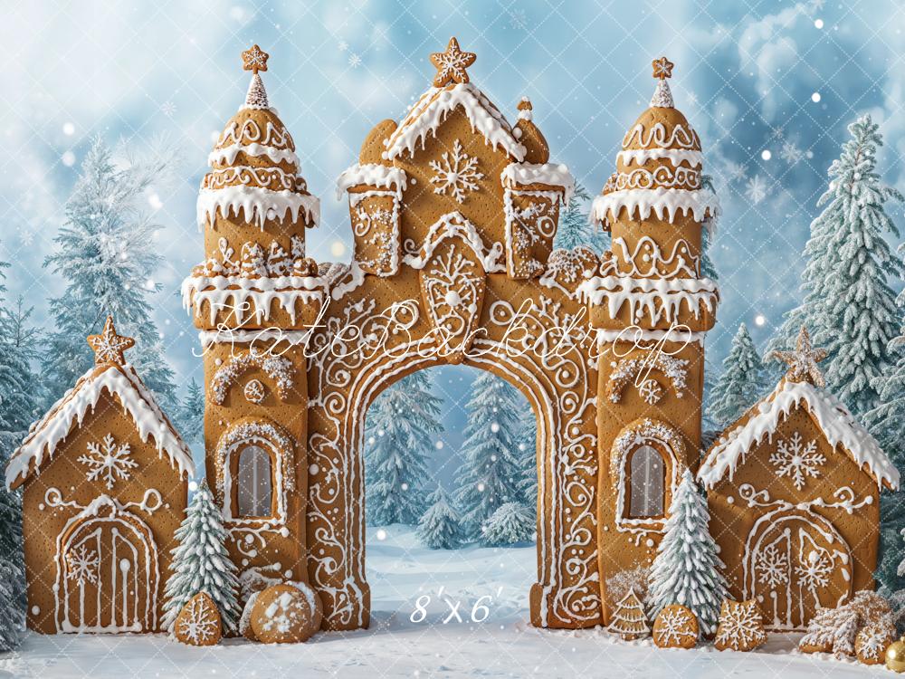 Kate Christmas Gingerbread Castle Snow Backdrop Designed by Emetselch - Image 5