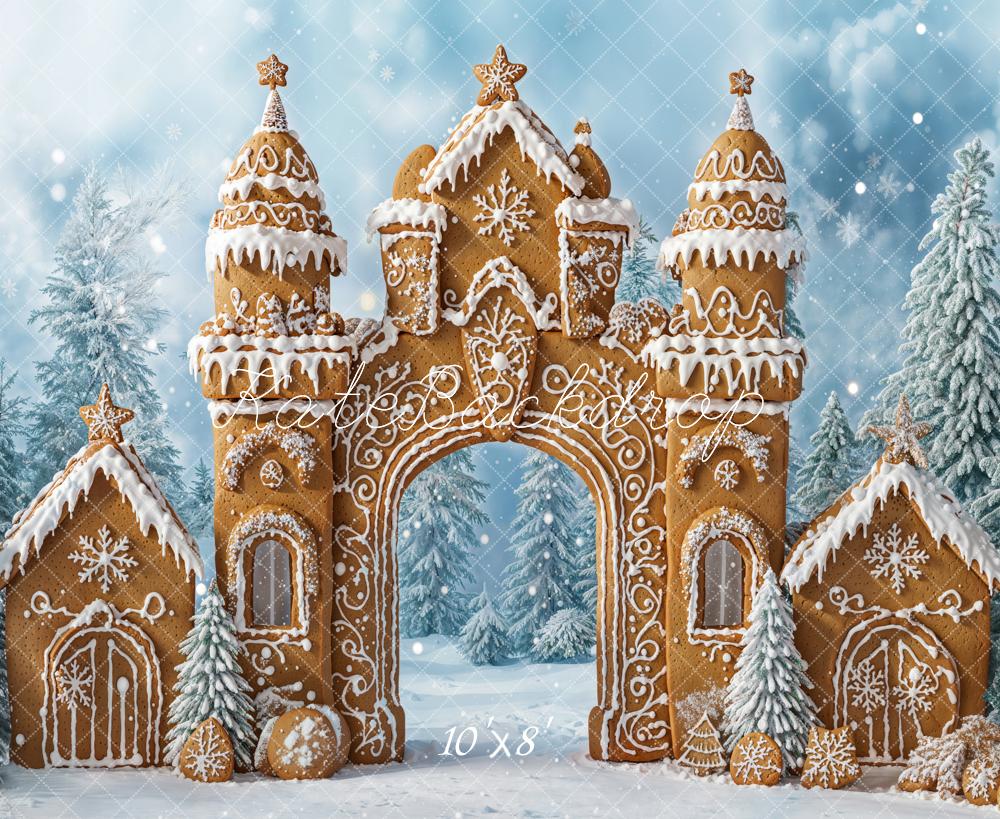 Kate Christmas Gingerbread Castle Snow Backdrop Designed by Emetselch - Image 6